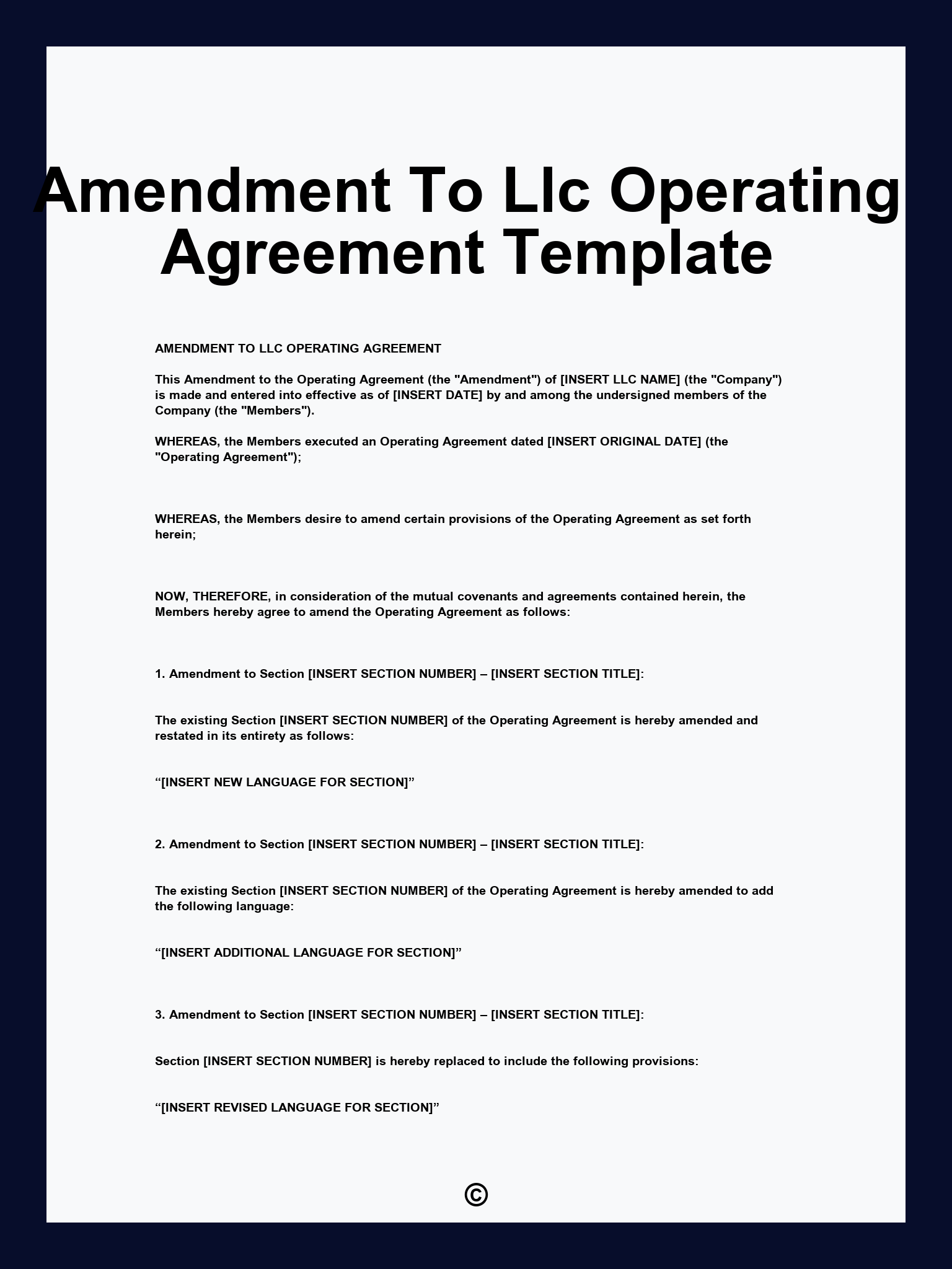 Amendment To Llc Operating Agreement Template