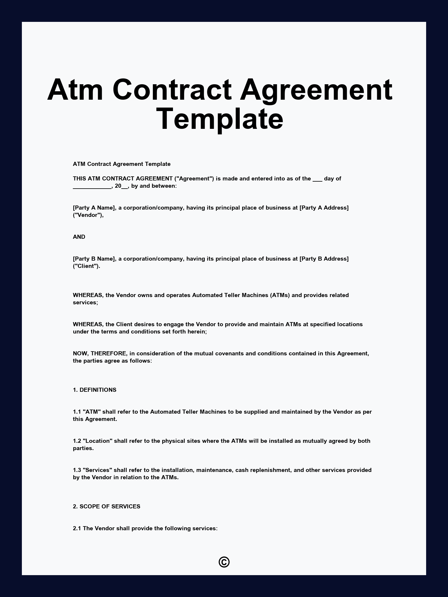 Atm Contract Agreement Template