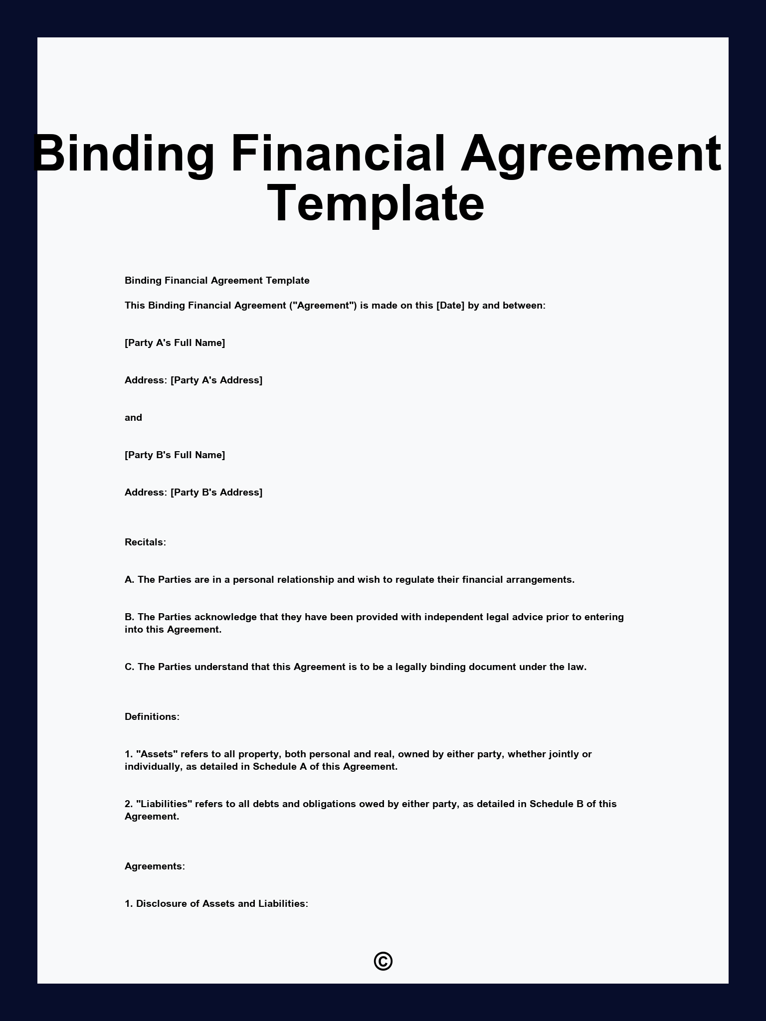 Binding Financial Agreement Template