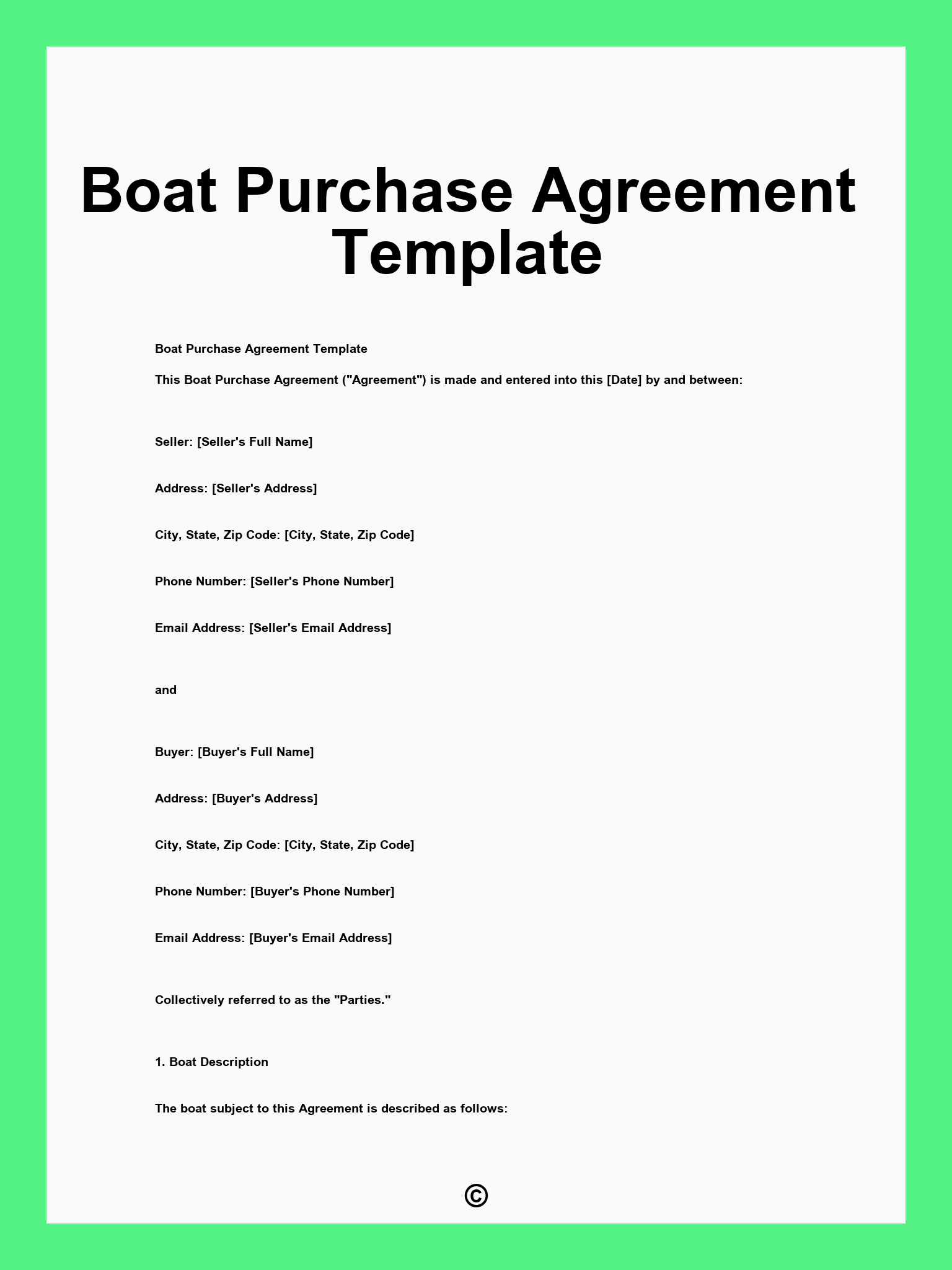 Boat Purchase Agreement Template, image size:1536x2048