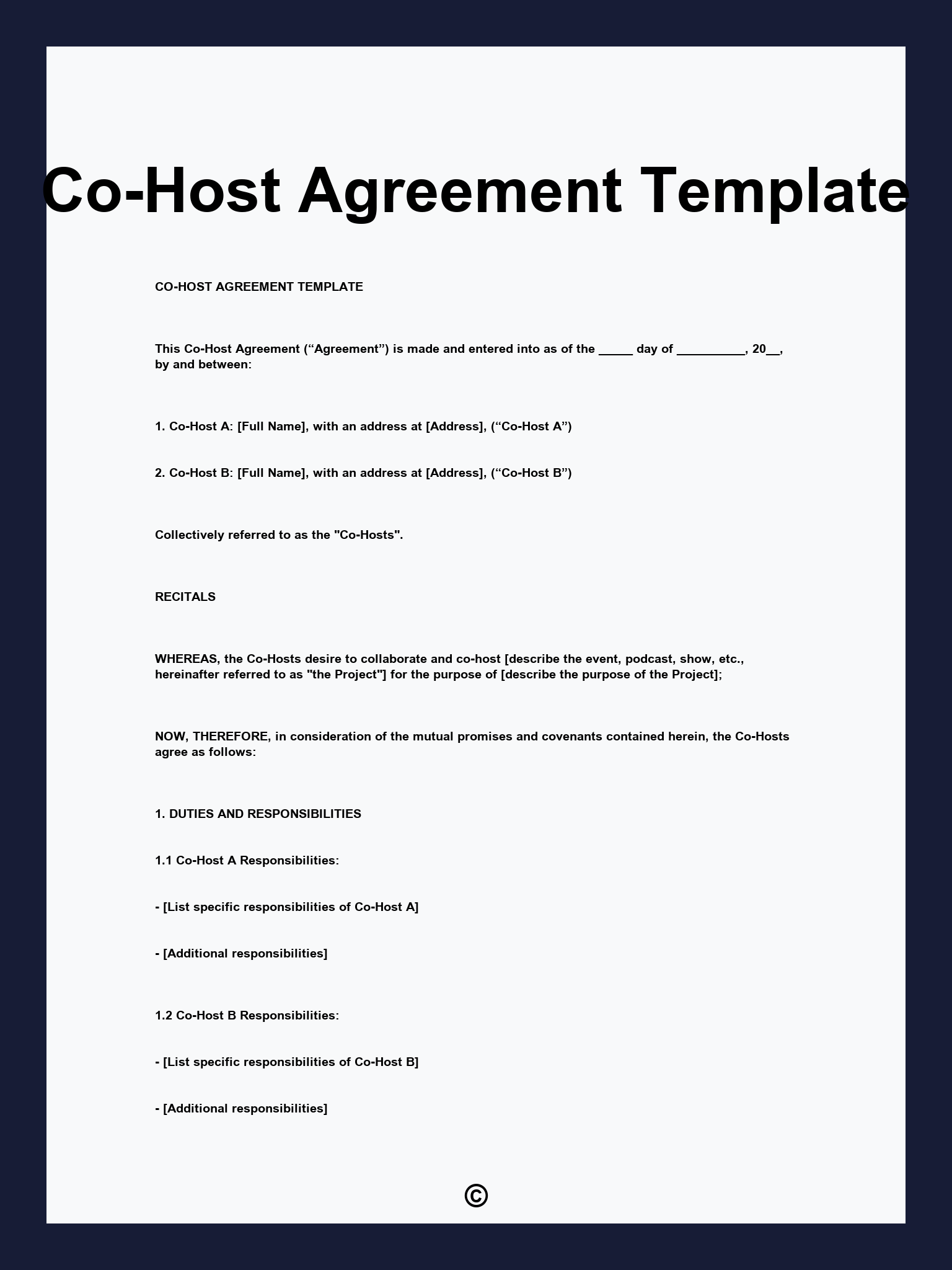 Co-Host Agreement Template