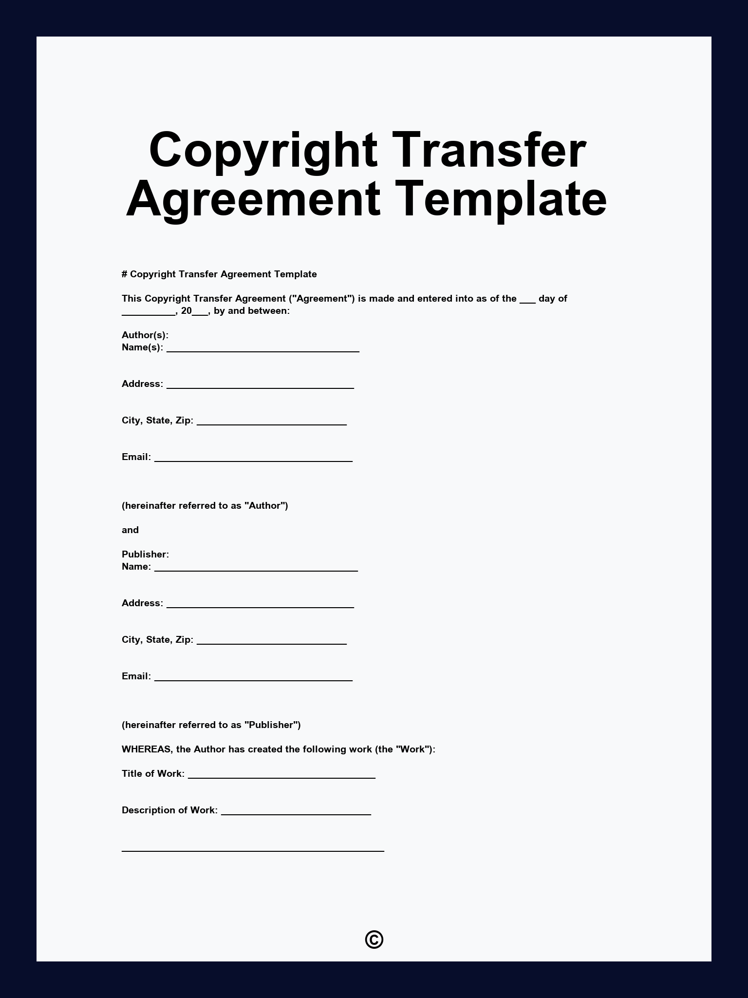 Copyright Transfer Agreement Template