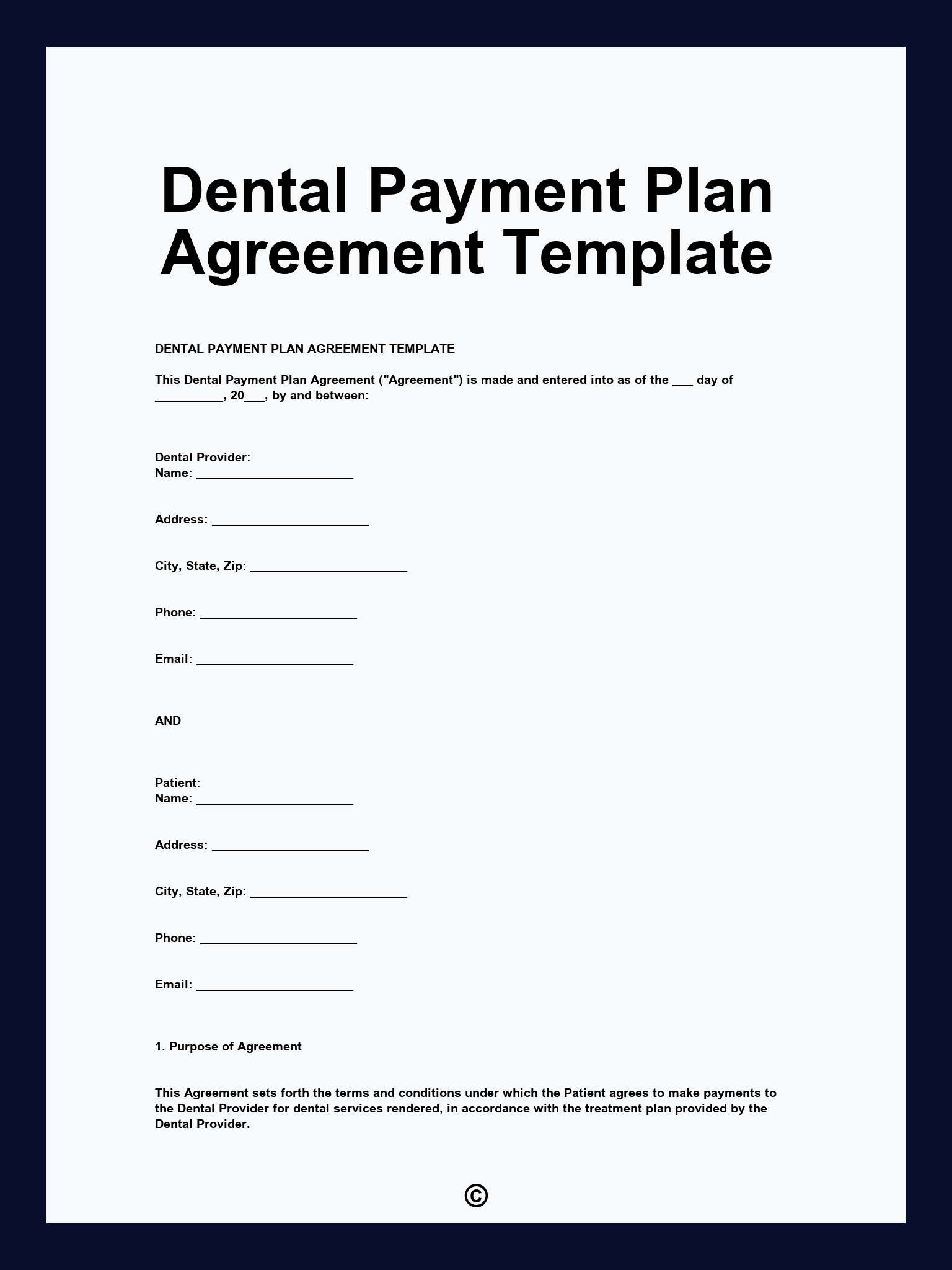 Dental Payment Plan Agreement Template