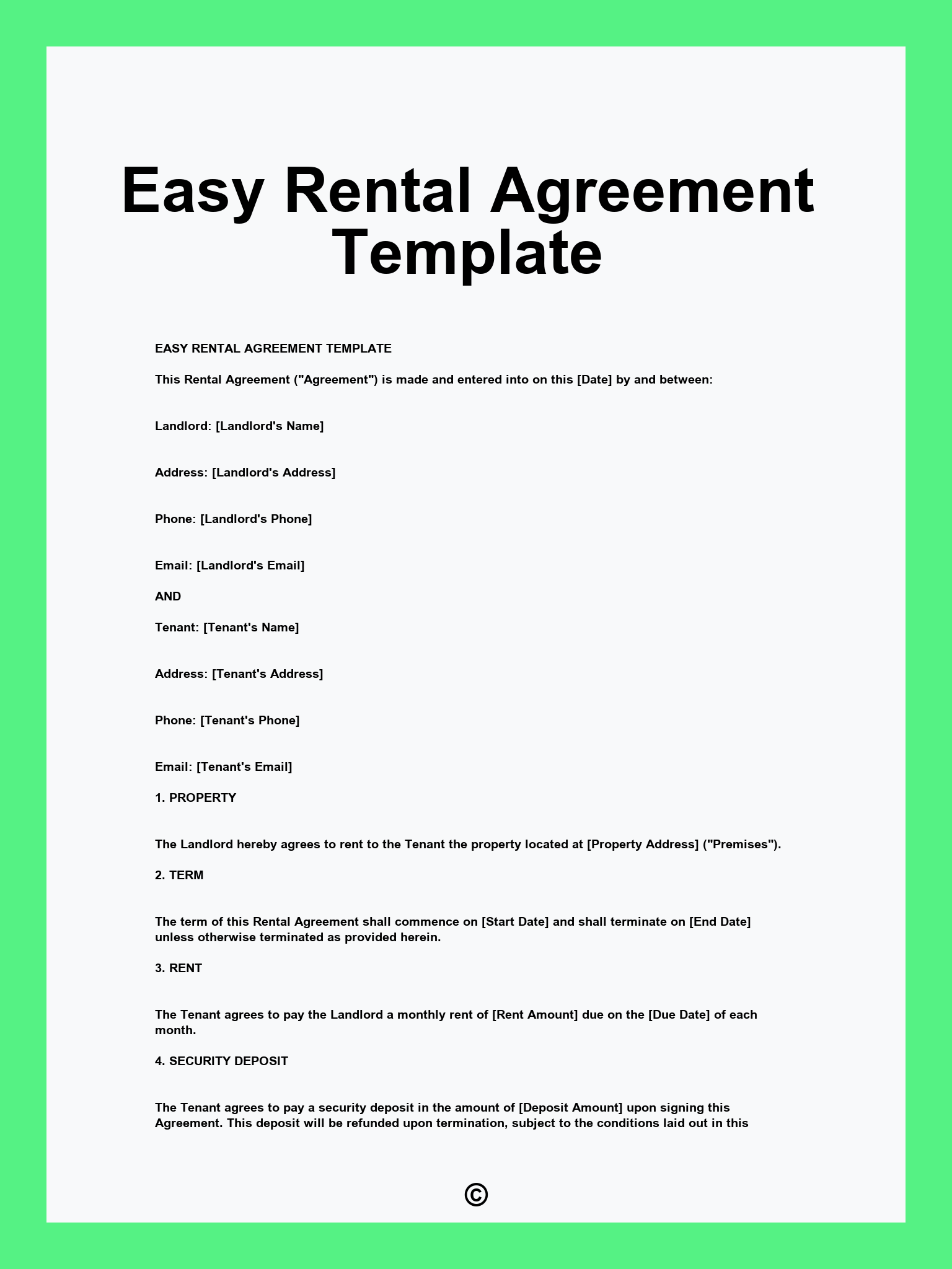 Easy Rental Agreement Template