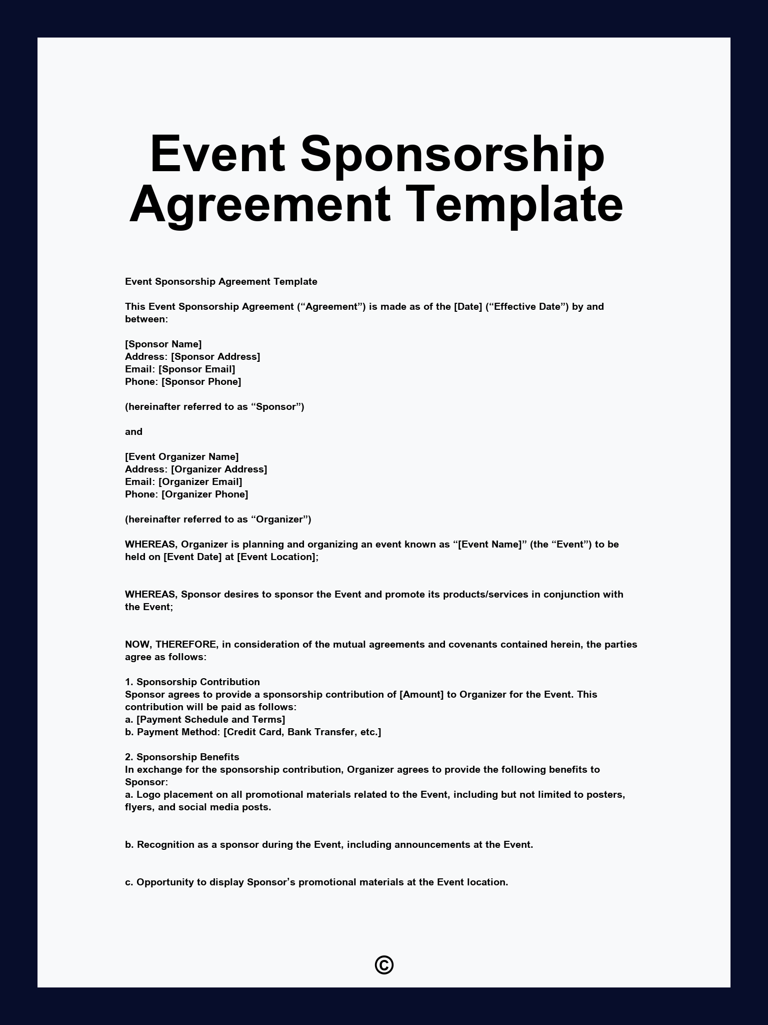 Event Sponsorship Agreement Template