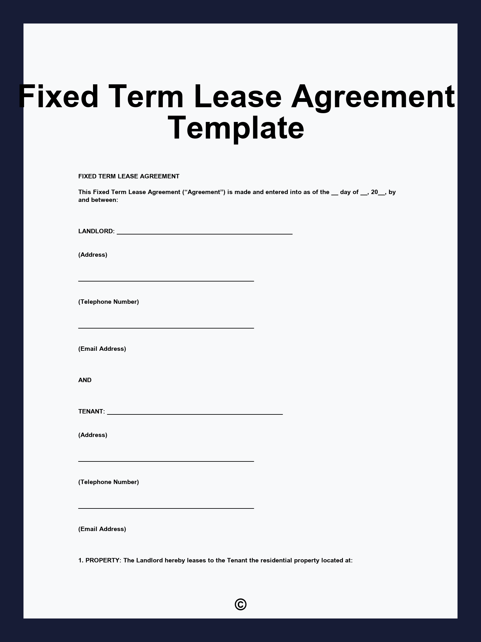 Fixed Term Lease Agreement Template