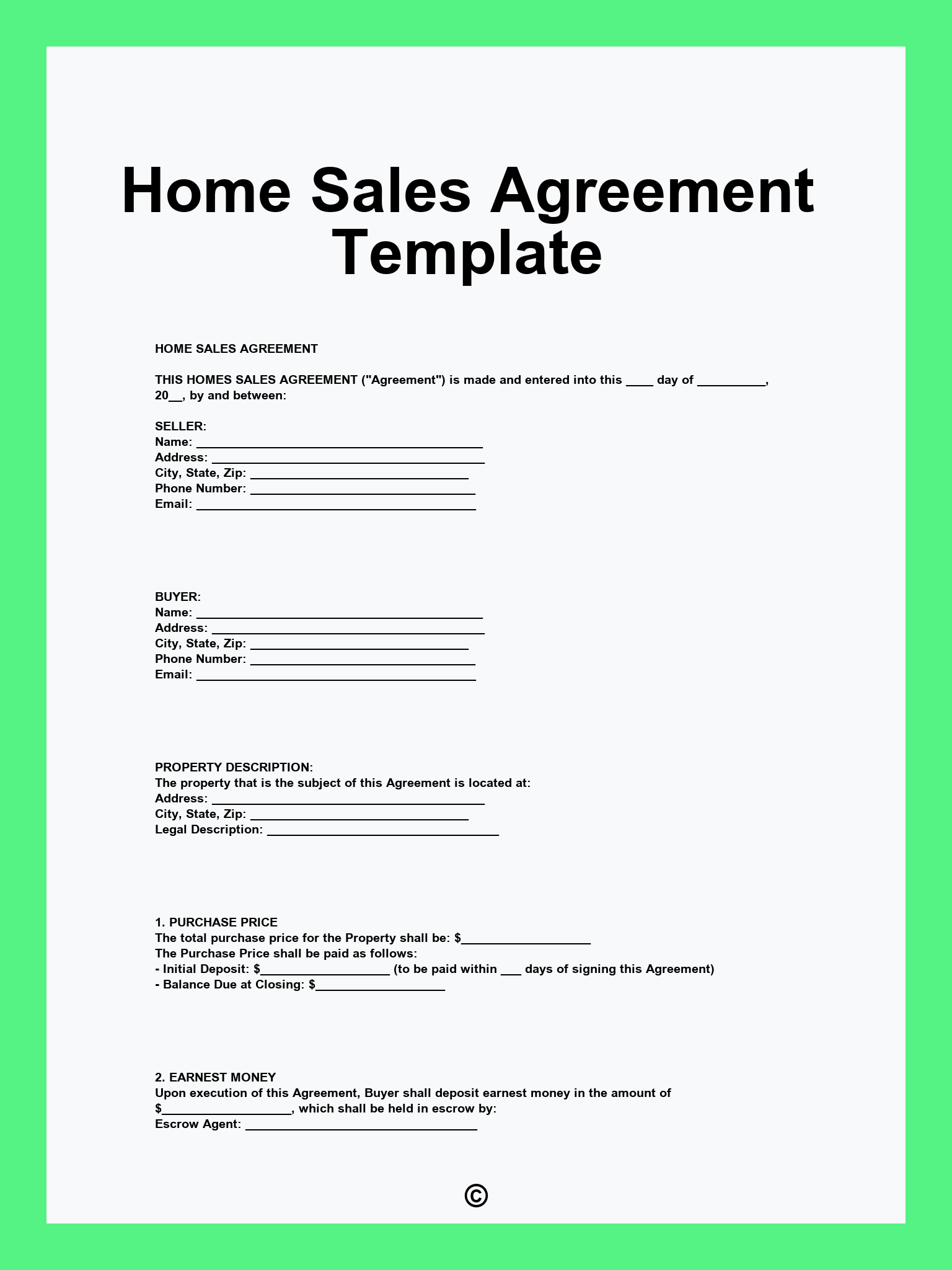Home Sales Agreement Template