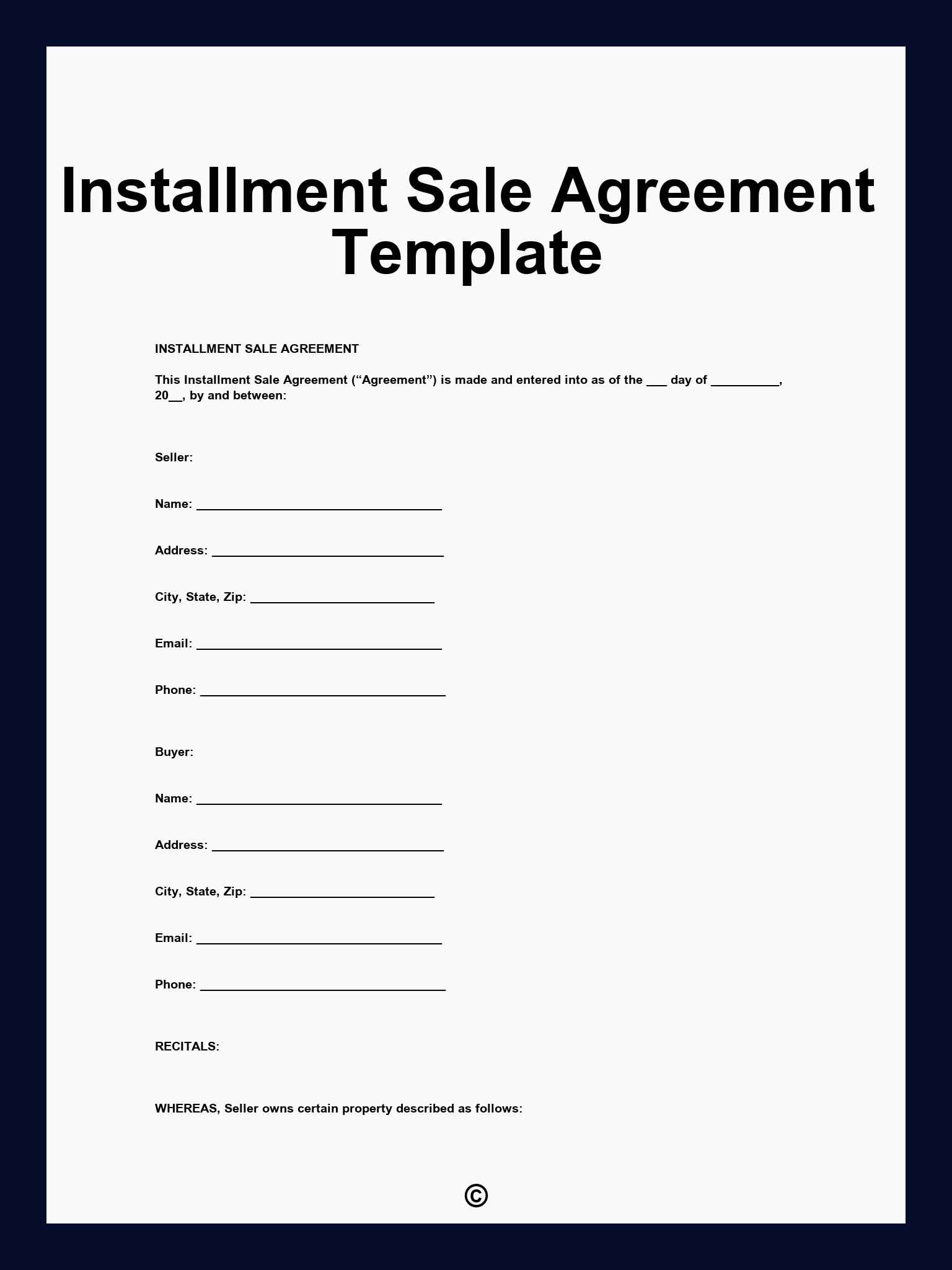 Installment Sale Agreement Template
