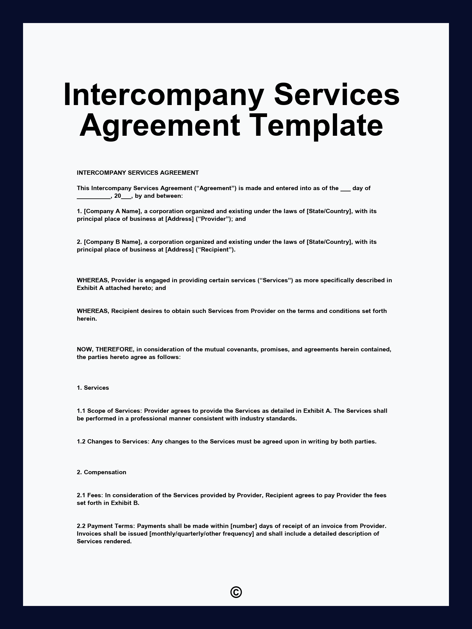 Intercompany Services Agreement Template
