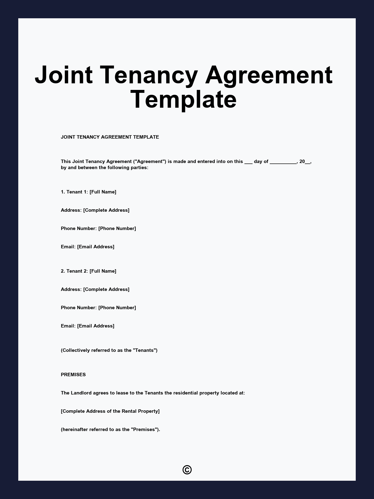 Joint Tenancy Agreement Template