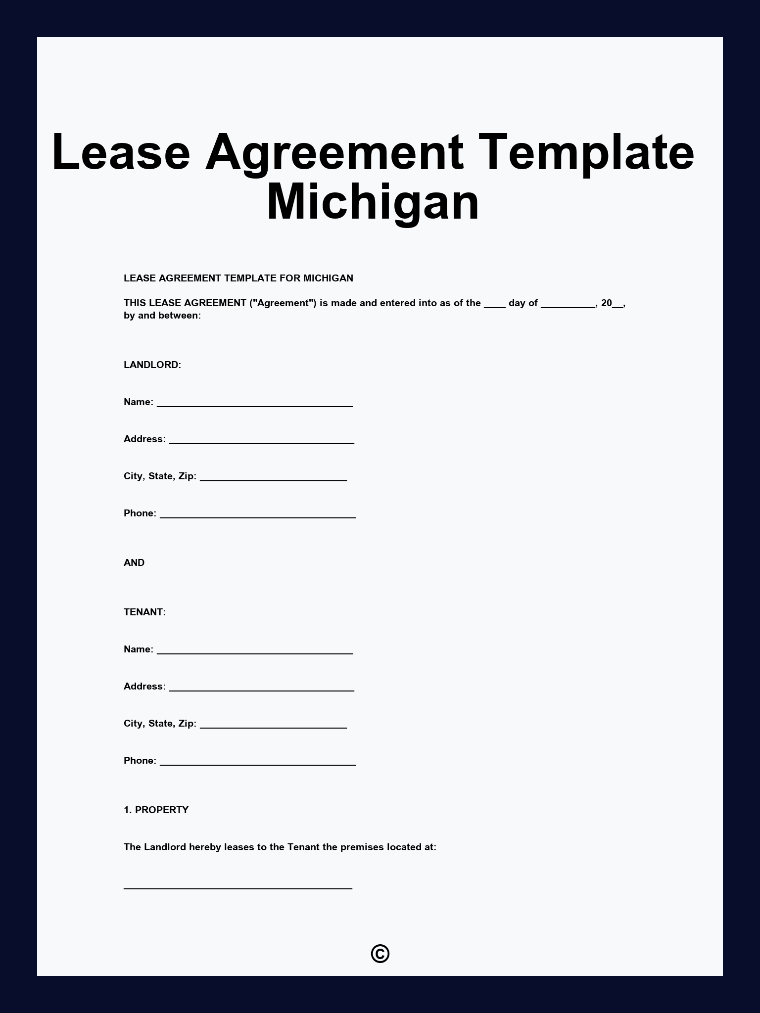 Lease Agreement Template Michigan