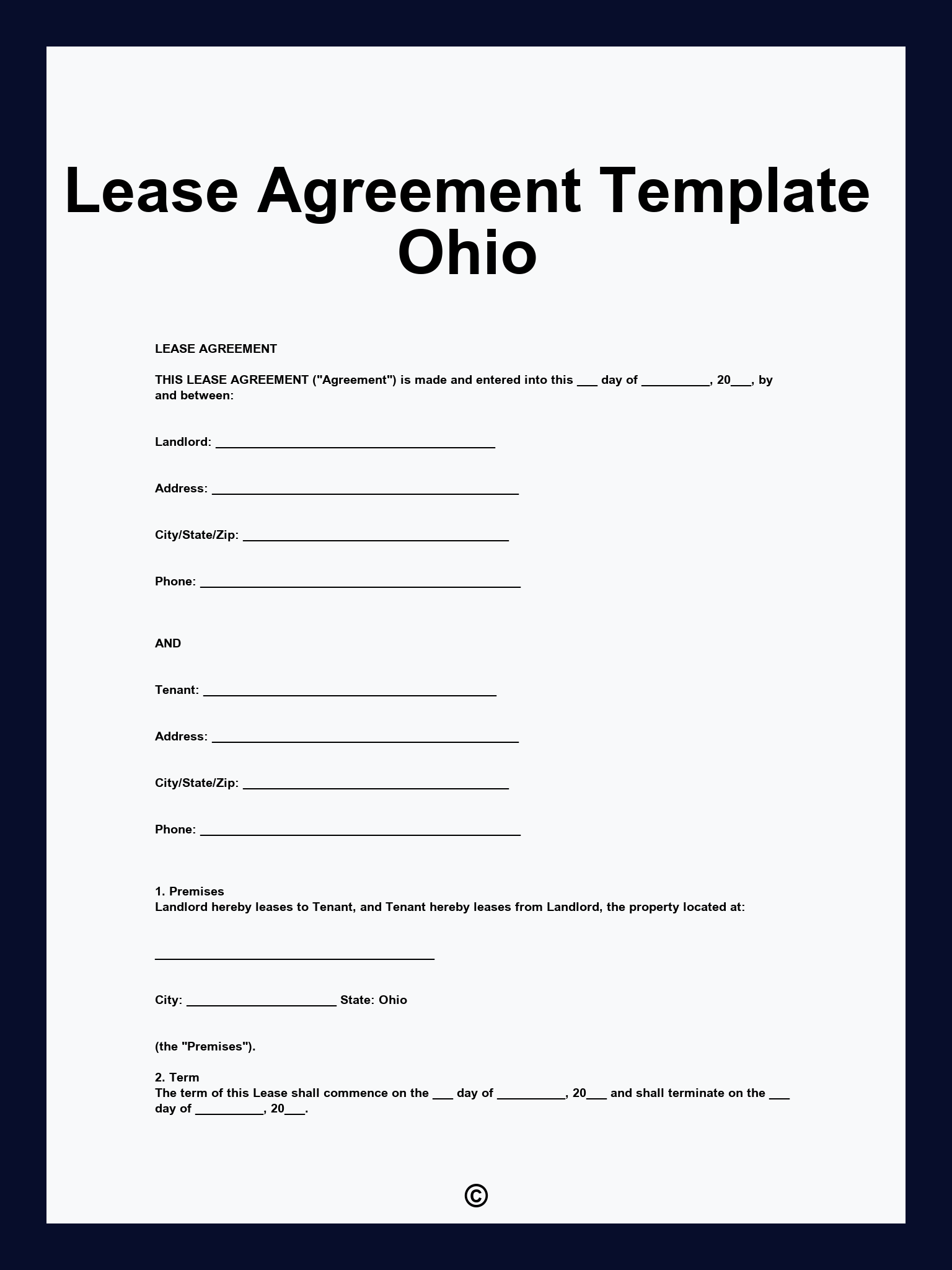 Lease Agreement Template Ohio