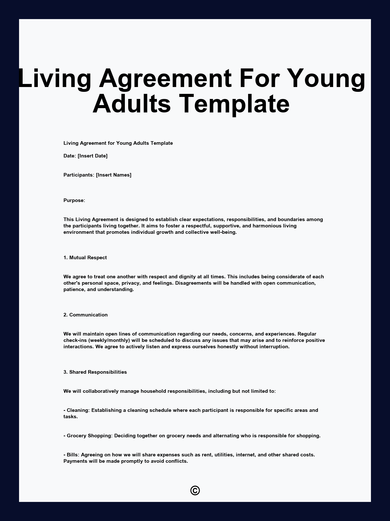 Living Agreement For Young Adults Template