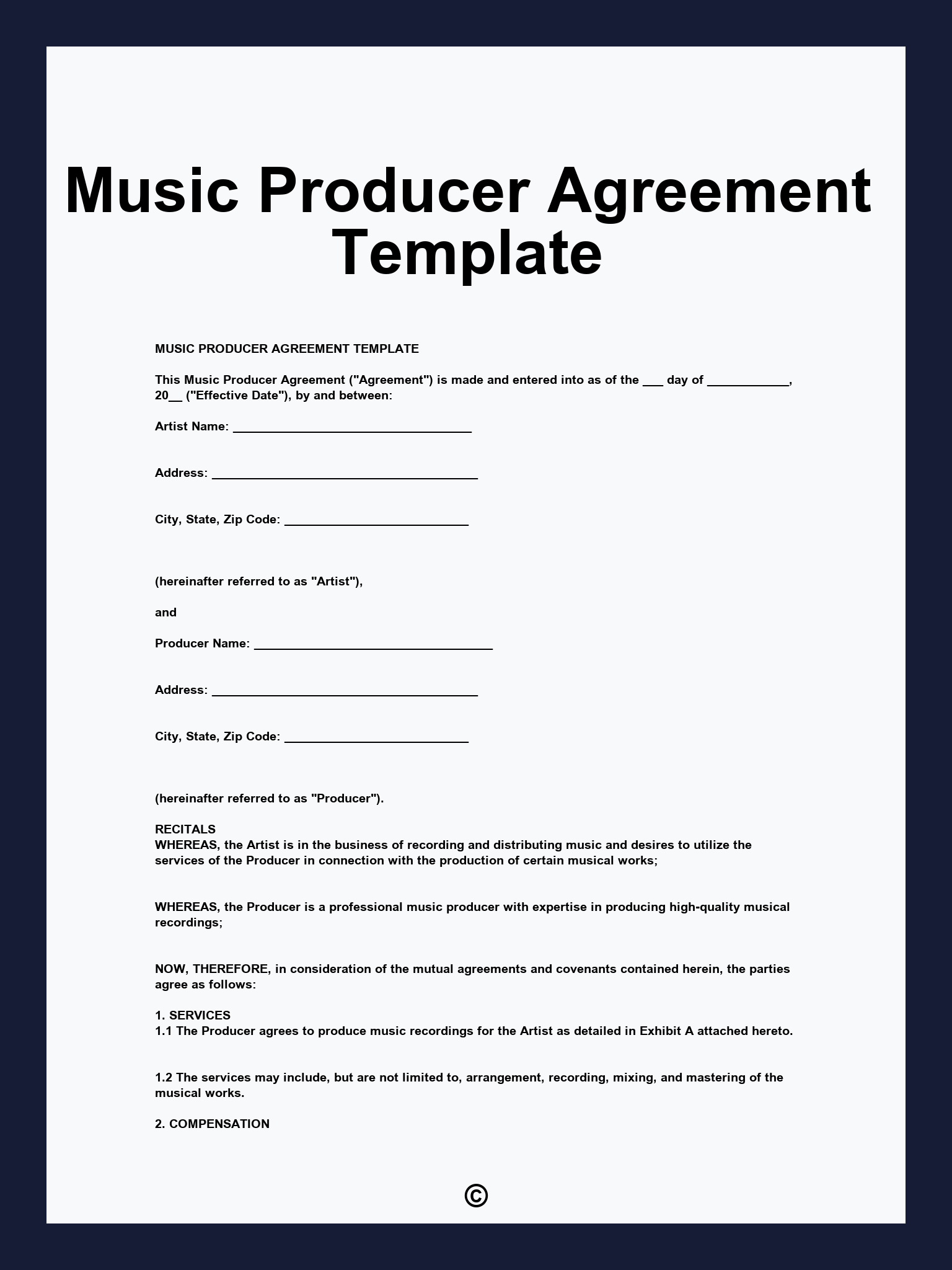 Music Producer Agreement Template
