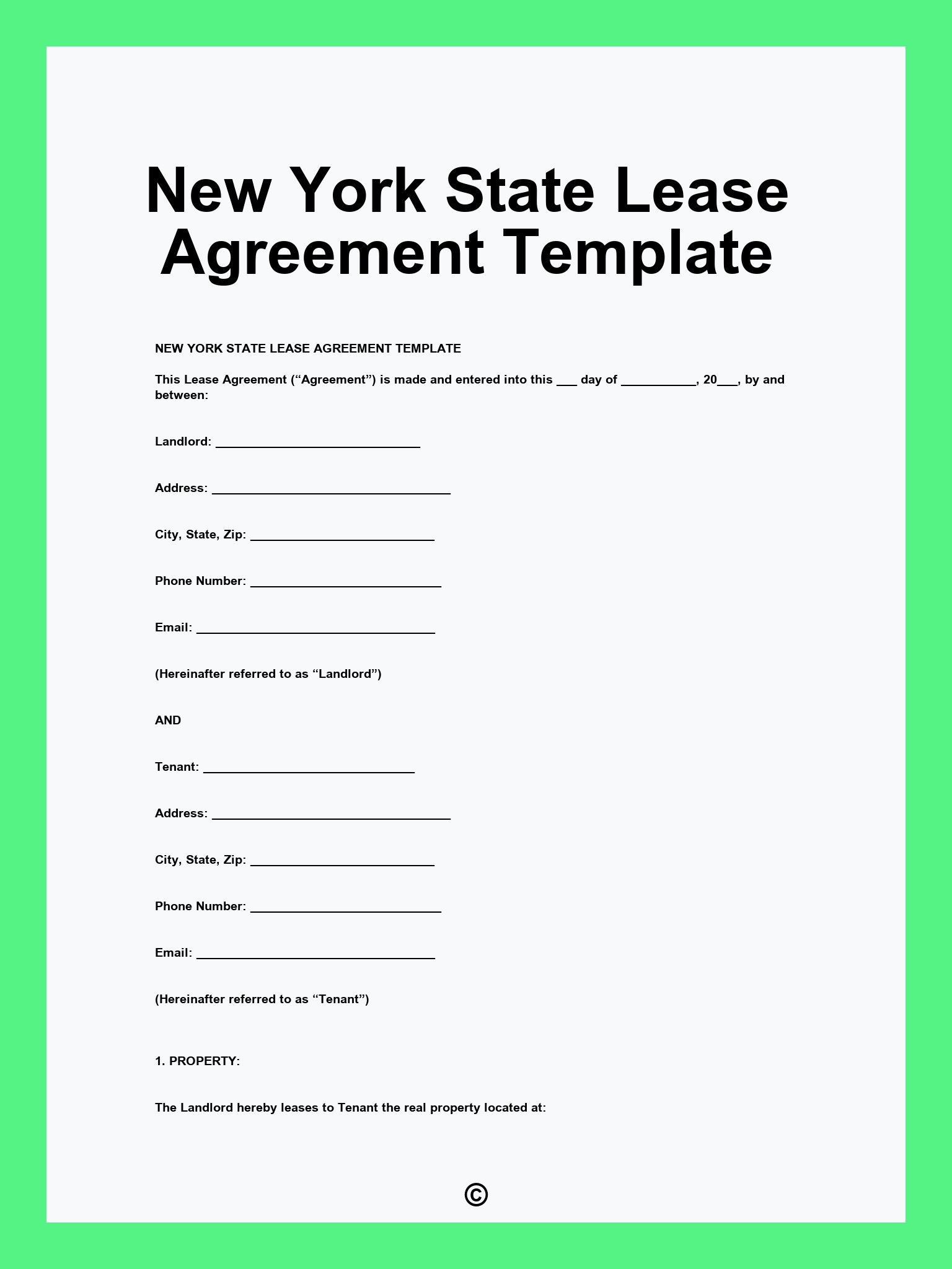 New York State Lease Agreement Template