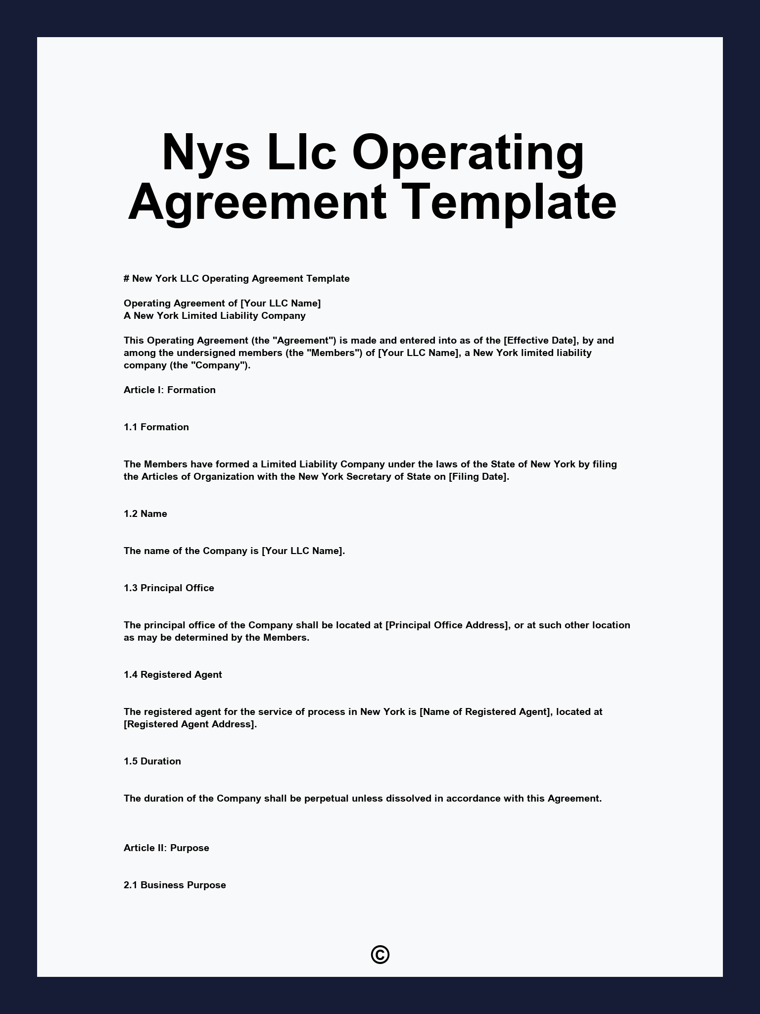 Nys Llc Operating Agreement Template