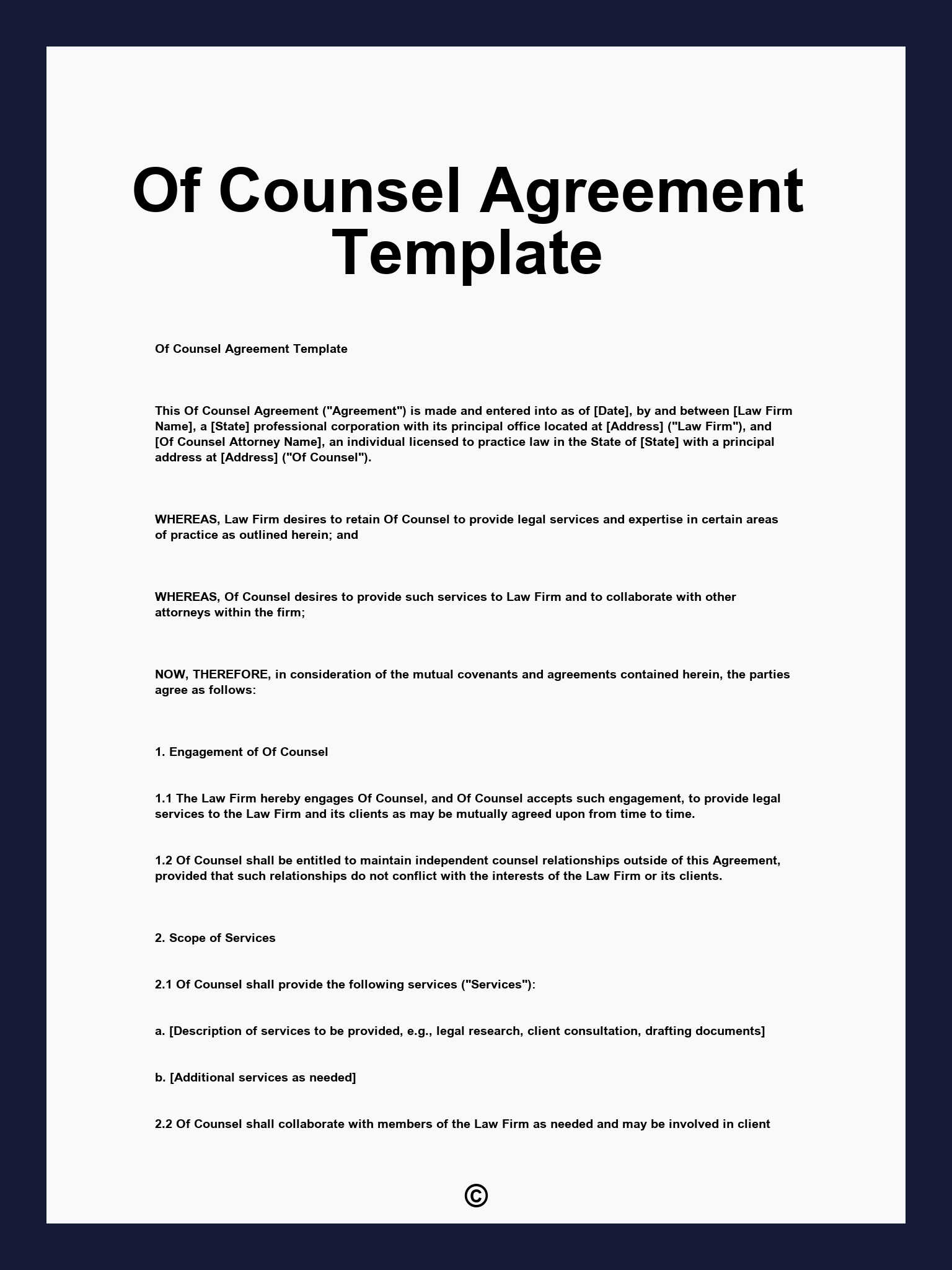 Of Counsel Agreement Template