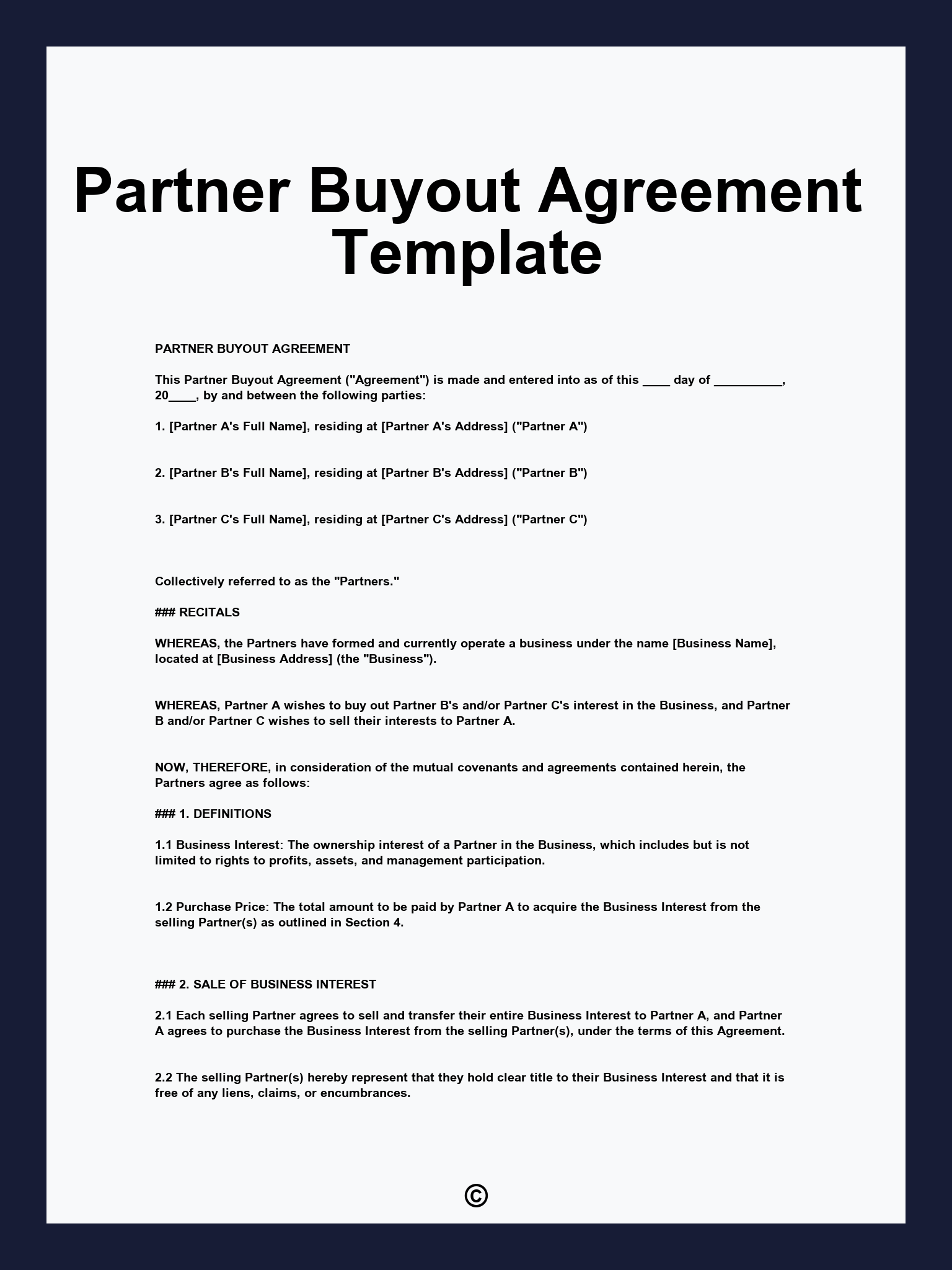 Partner Buyout Agreement Template