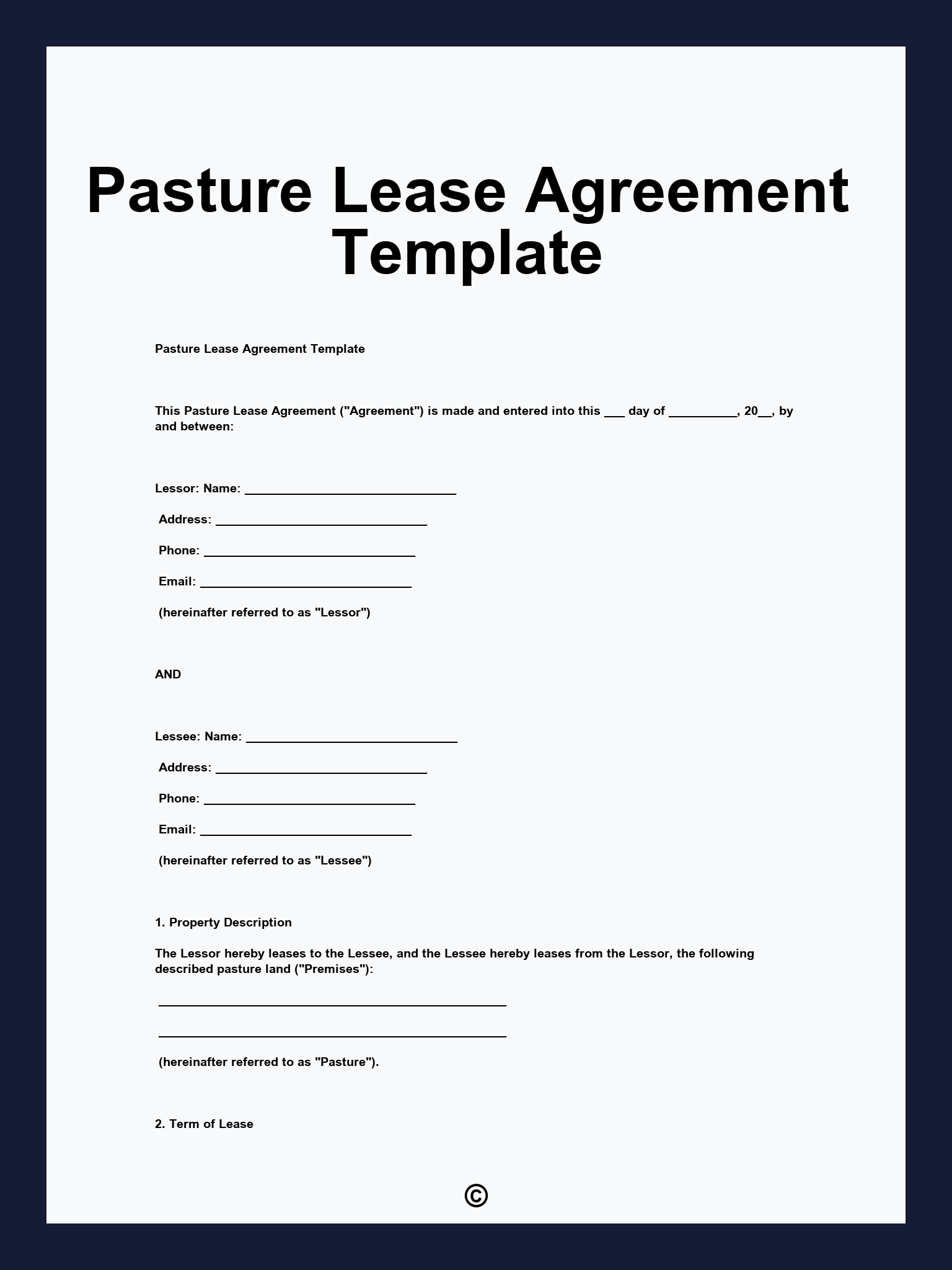 pasture-lease-agreement-template for Free Printable Pasture Lease Agreement Pasture Lease Agreement Template for Free Printable Pasture Lease Agreement