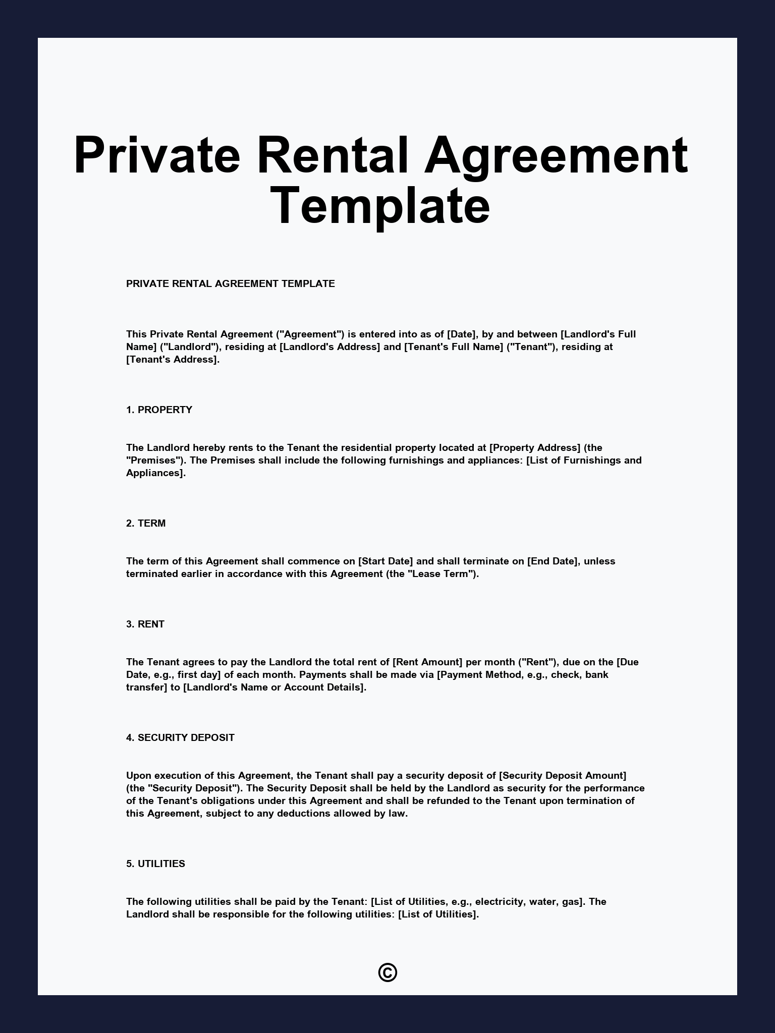 Private Rental Agreement Template
