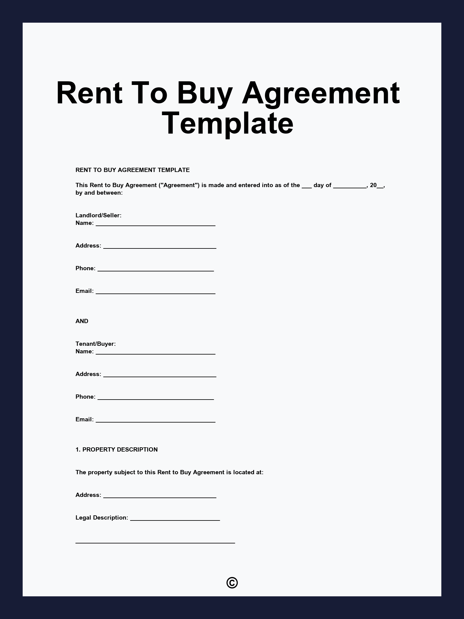 Rent To Buy Agreement Template