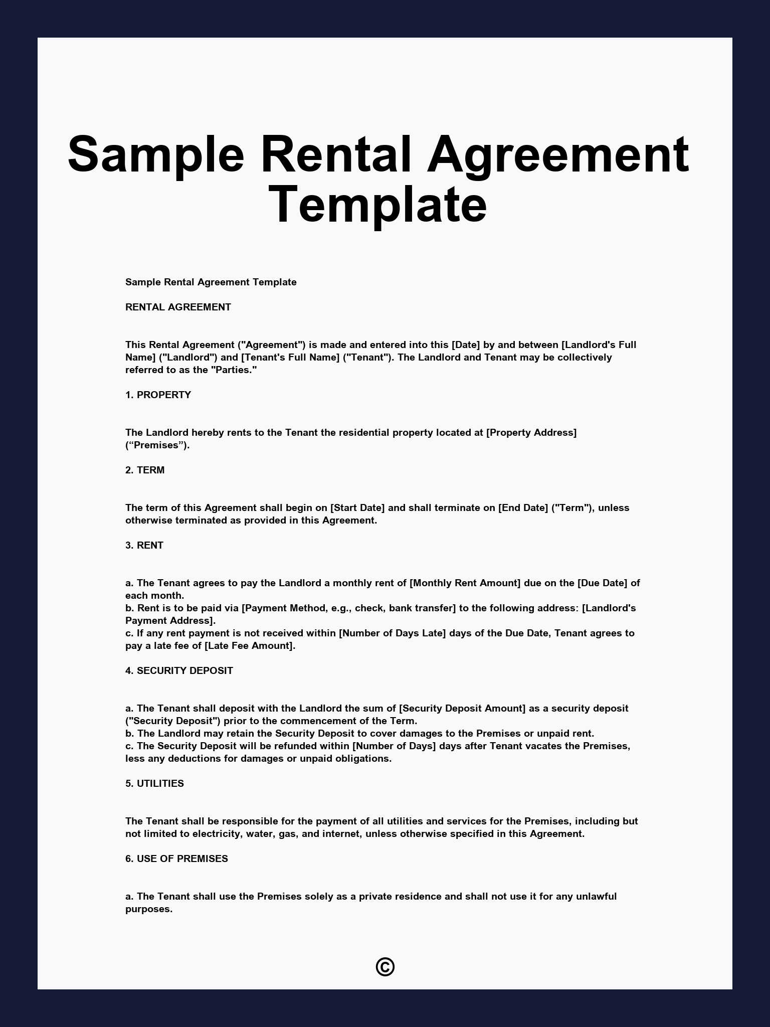 Sample Rental Agreement Template