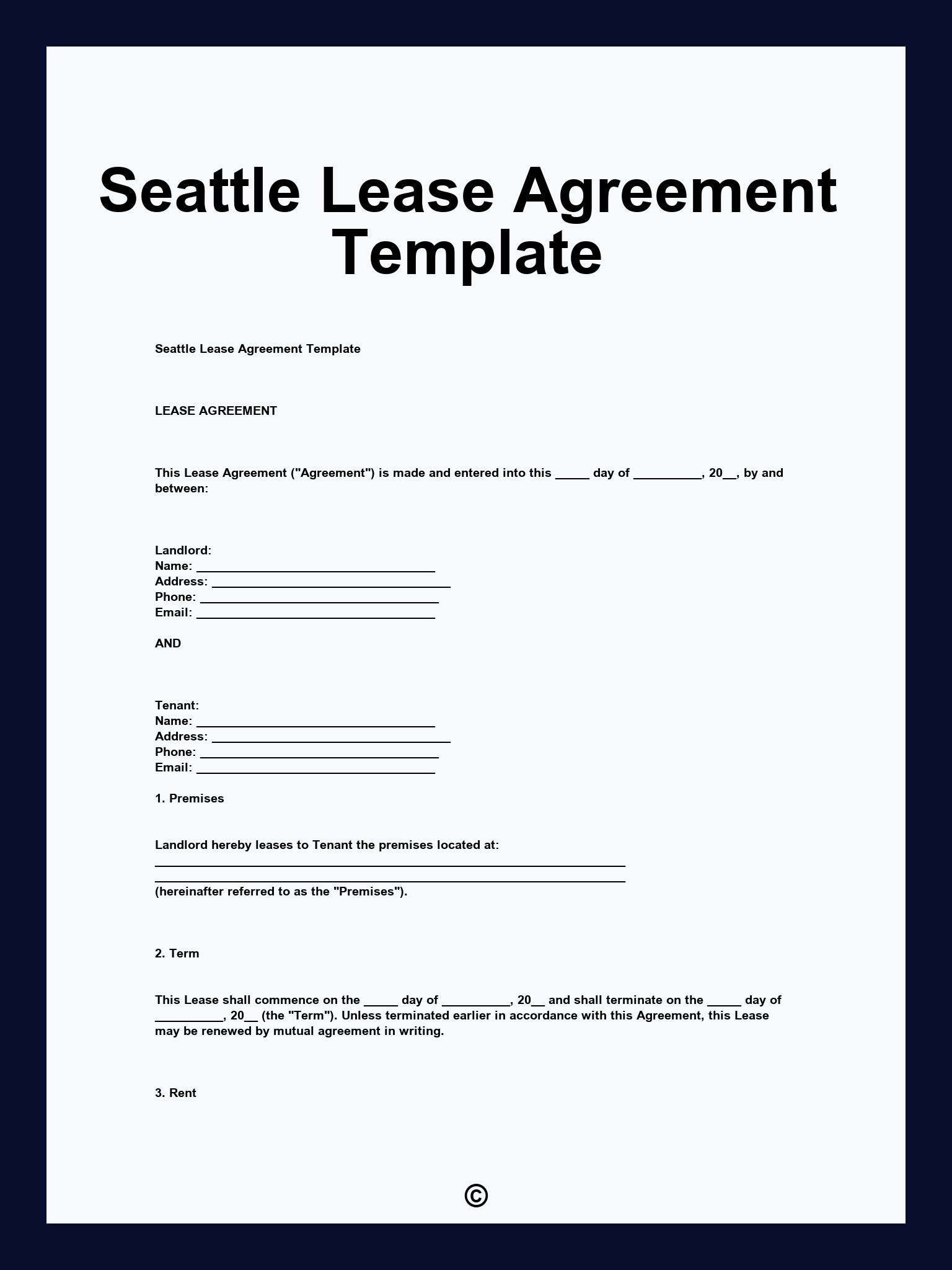 Seattle Lease Agreement Template