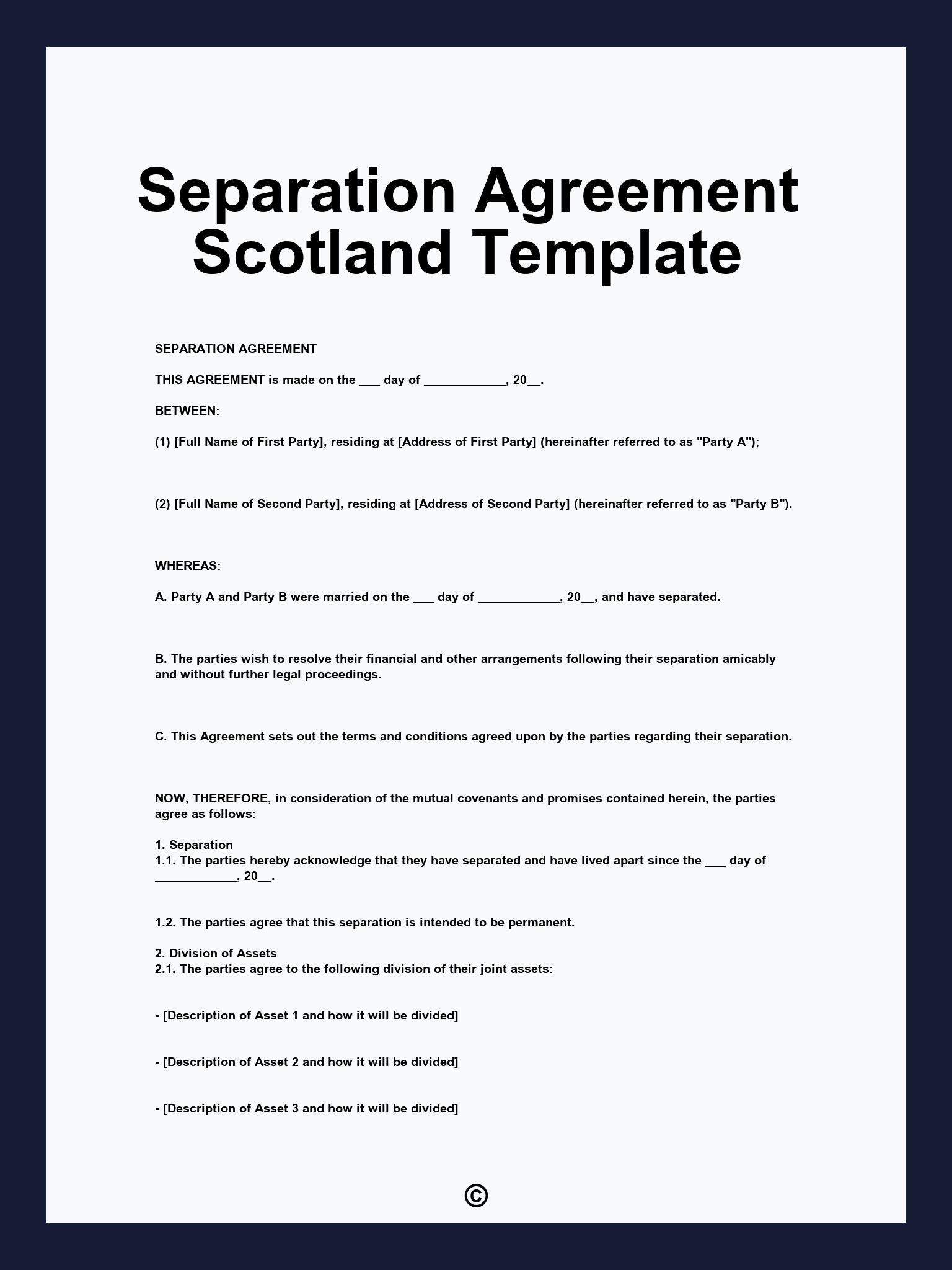 Separation Agreement Scotland Template