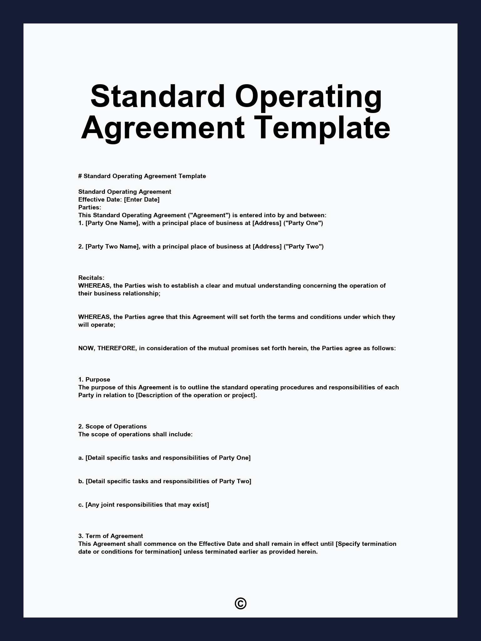 Standard Operating Agreement Template
