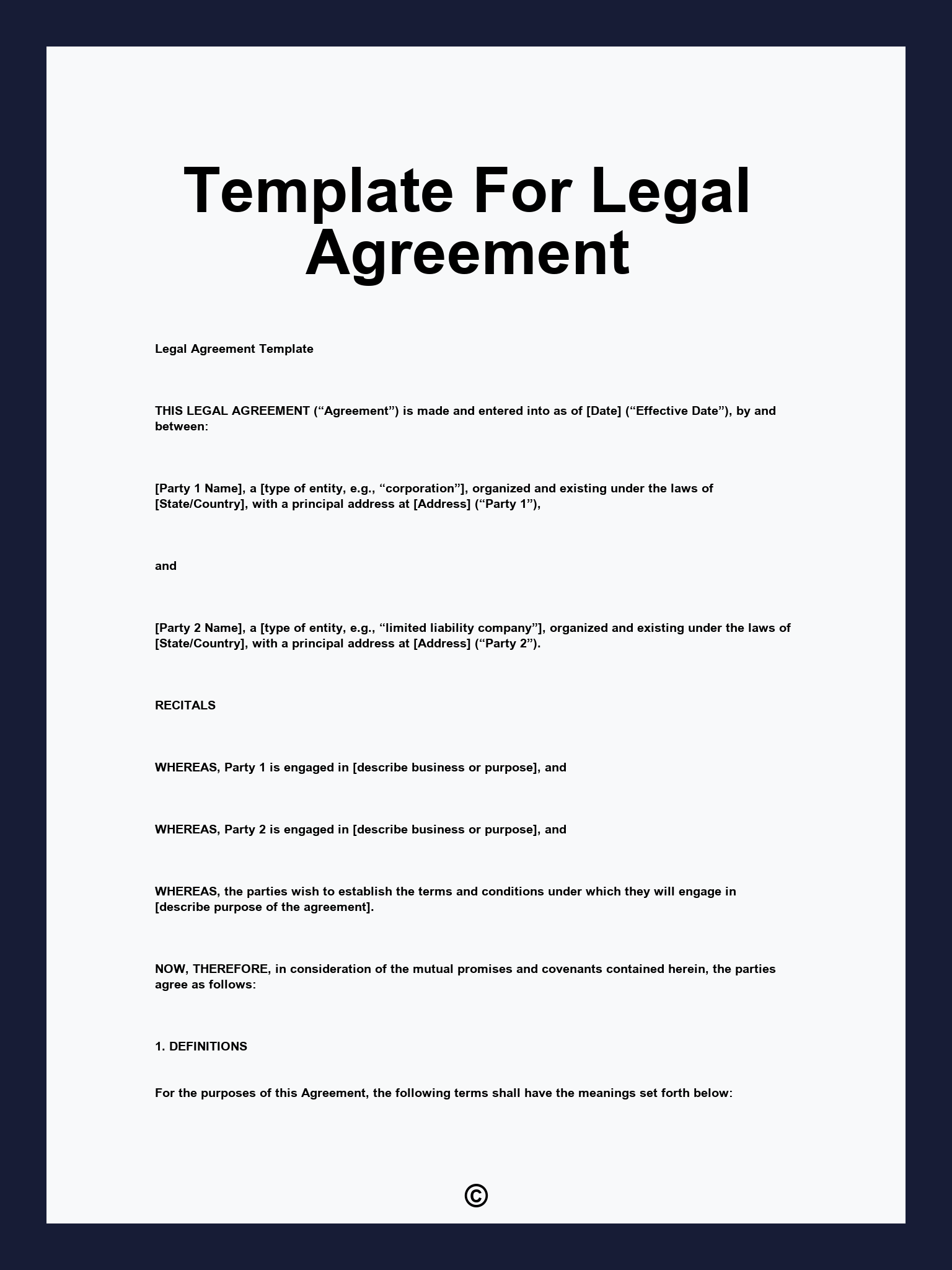Template For Legal Agreement