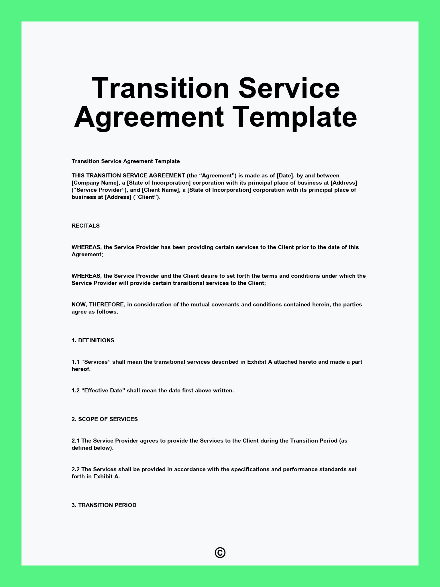 Transition Service Agreement Template