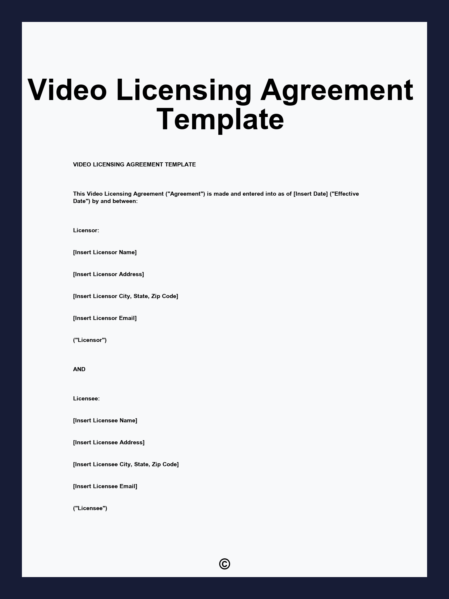 Video Licensing Agreement Template