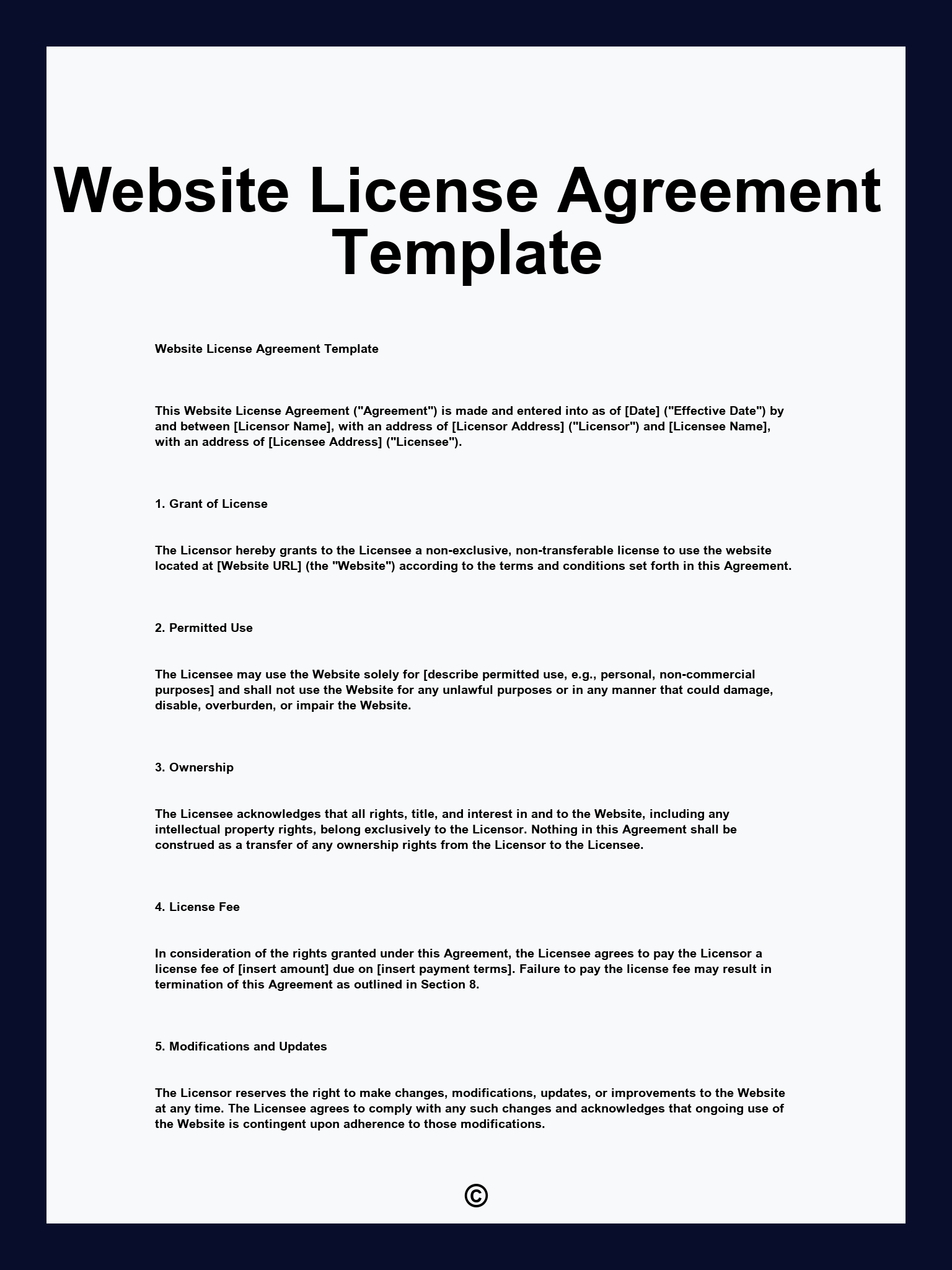 Website License Agreement Template